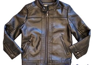 Motorcycle Style Jacket 3-4T Black Zippered Snap Moto